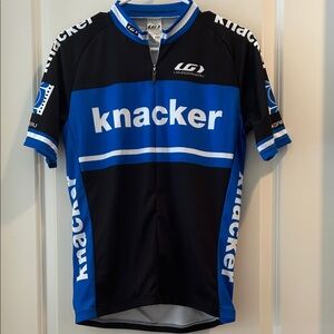 Louis Garneau 1/2 zip Cycling Hi Lo Jersey graphic short sleeve 3 water pouch M